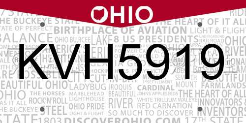 KVH5919 Ohio License Plate