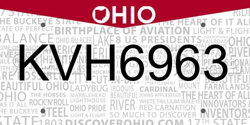 KVH6963 Ohio License Plate