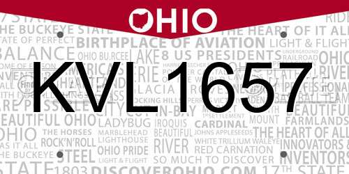KVL1657 Ohio License Plate