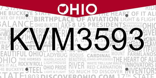 KVM3593 Ohio License Plate