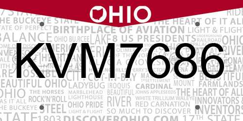 KVM7686 Ohio License Plate