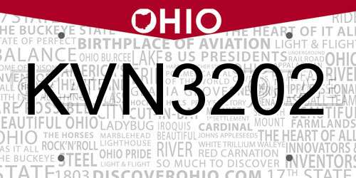KVN3202 Ohio License Plate