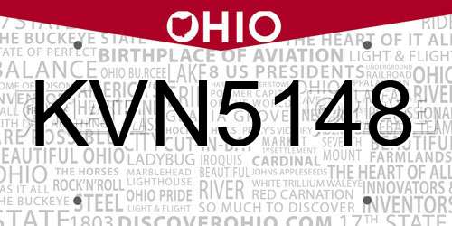 KVN5148 Ohio License Plate