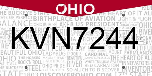 KVN7244 Ohio License Plate