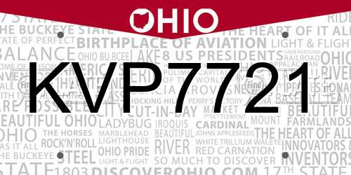 KVP7721 Ohio License Plate