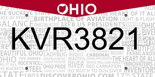 KVR3821 Ohio License Plate