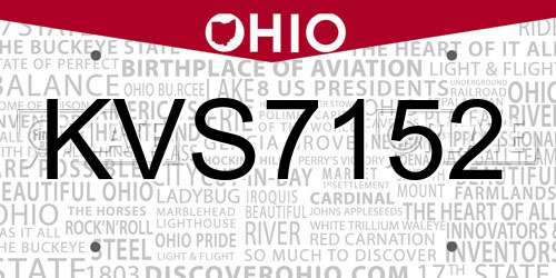 KVS7152 Ohio License Plate
