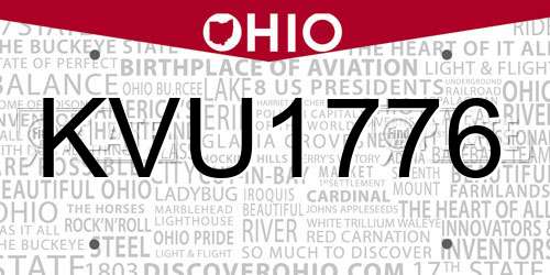 KVU1776 Ohio License Plate