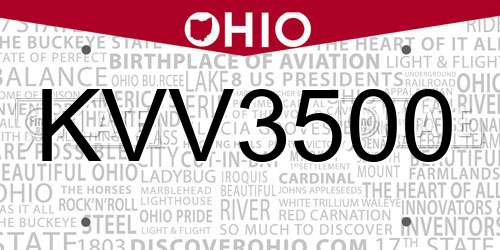KVV3500 Ohio License Plate