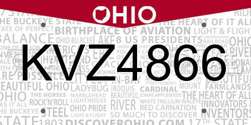 KVZ4866 Ohio License Plate