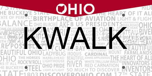KWALK Ohio License Plate