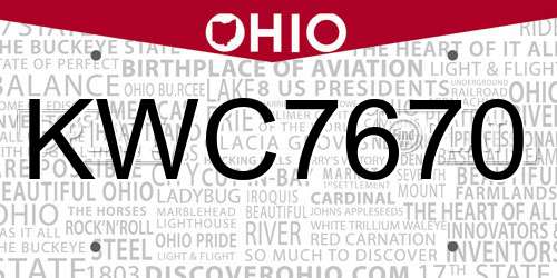 KWC7670 Ohio License Plate