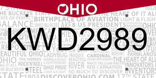 KWD2989 Ohio License Plate