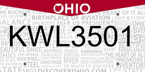 KWL3501 Ohio License Plate