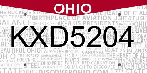 KXD5204 Ohio License Plate