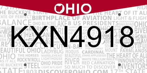 KXN4918 Ohio License Plate