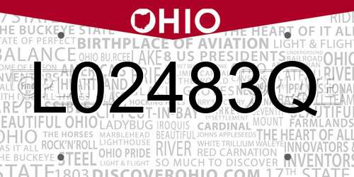L02483Q Ohio License Plate