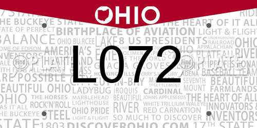 L072 Ohio License Plate