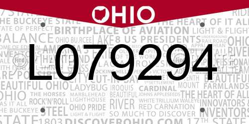 L079294 Ohio License Plate