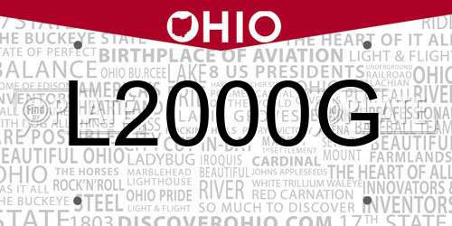 L2000G Ohio License Plate