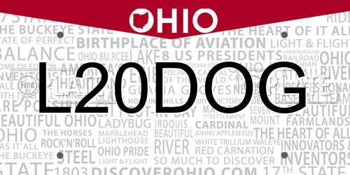 L20DOG Ohio License Plate