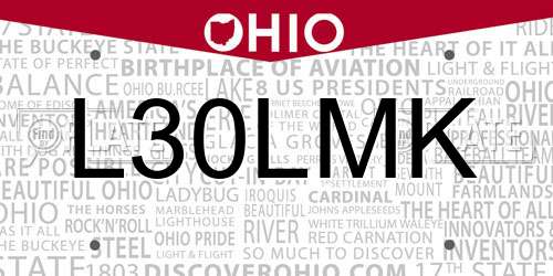 L30LMK Ohio License Plate