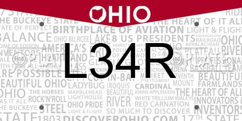 L34R Ohio License Plate