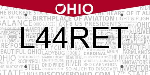L44RET Ohio License Plate