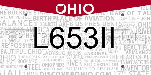 L653II Ohio License Plate