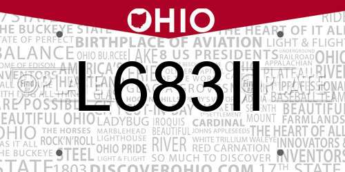 L683II Ohio License Plate