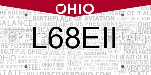 L68EII Ohio License Plate