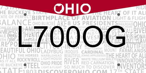 L700OG Ohio License Plate