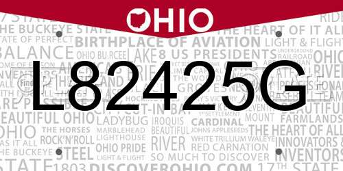 L82425G Ohio License Plate