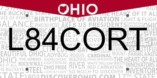 L84CORT Ohio License Plate