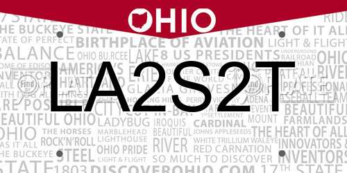 LA2S2T Ohio License Plate