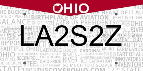 LA2S2Z Ohio License Plate