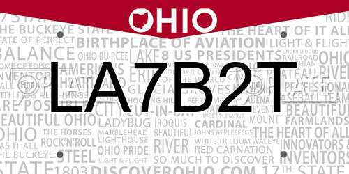 LA7B2T Ohio License Plate