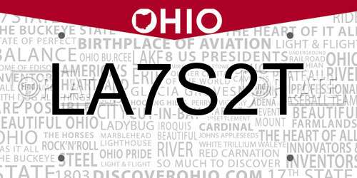 LA7S2T Ohio License Plate