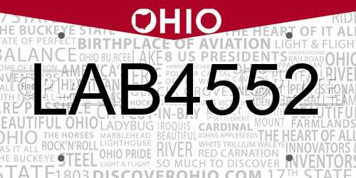 LAB4552 Ohio License Plate