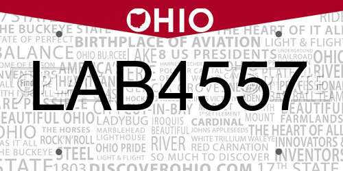LAB4557 Ohio License Plate