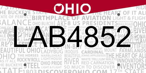 LAB4852 Ohio License Plate
