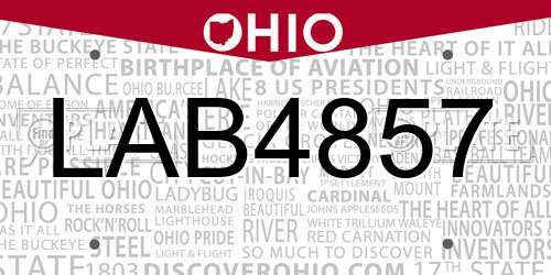 LAB4857 Ohio License Plate
