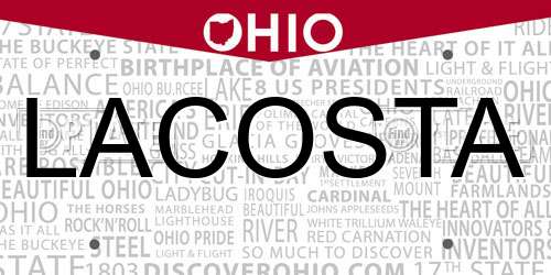 LACOSTA Ohio License Plate