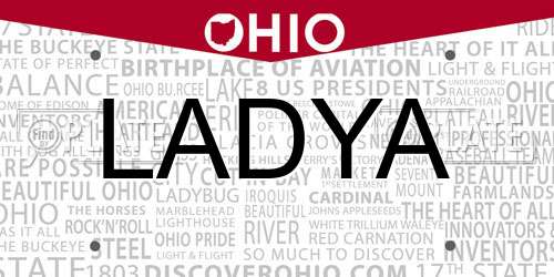 LADYA Ohio License Plate