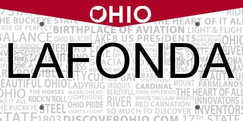LAFONDA Ohio License Plate