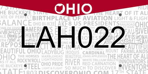 LAH022 Ohio License Plate