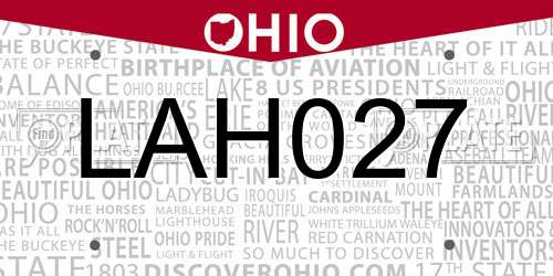 LAH027 Ohio License Plate