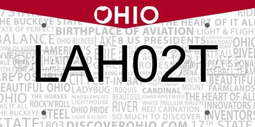 LAH02T Ohio License Plate