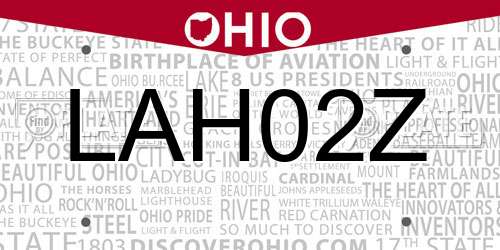 LAH02Z Ohio License Plate