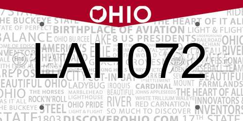 LAH072 Ohio License Plate